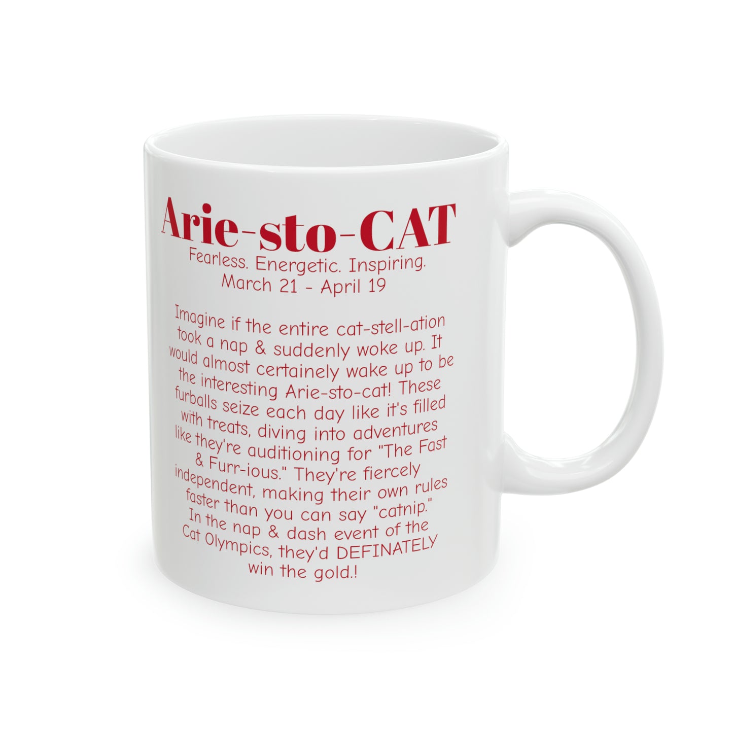 Arie-sto-CAT the Aries Cat MUG WHITE 11oz
