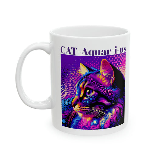 CAT-Aquar-i-us the Aquarius CAT MUG WHITE 11oz