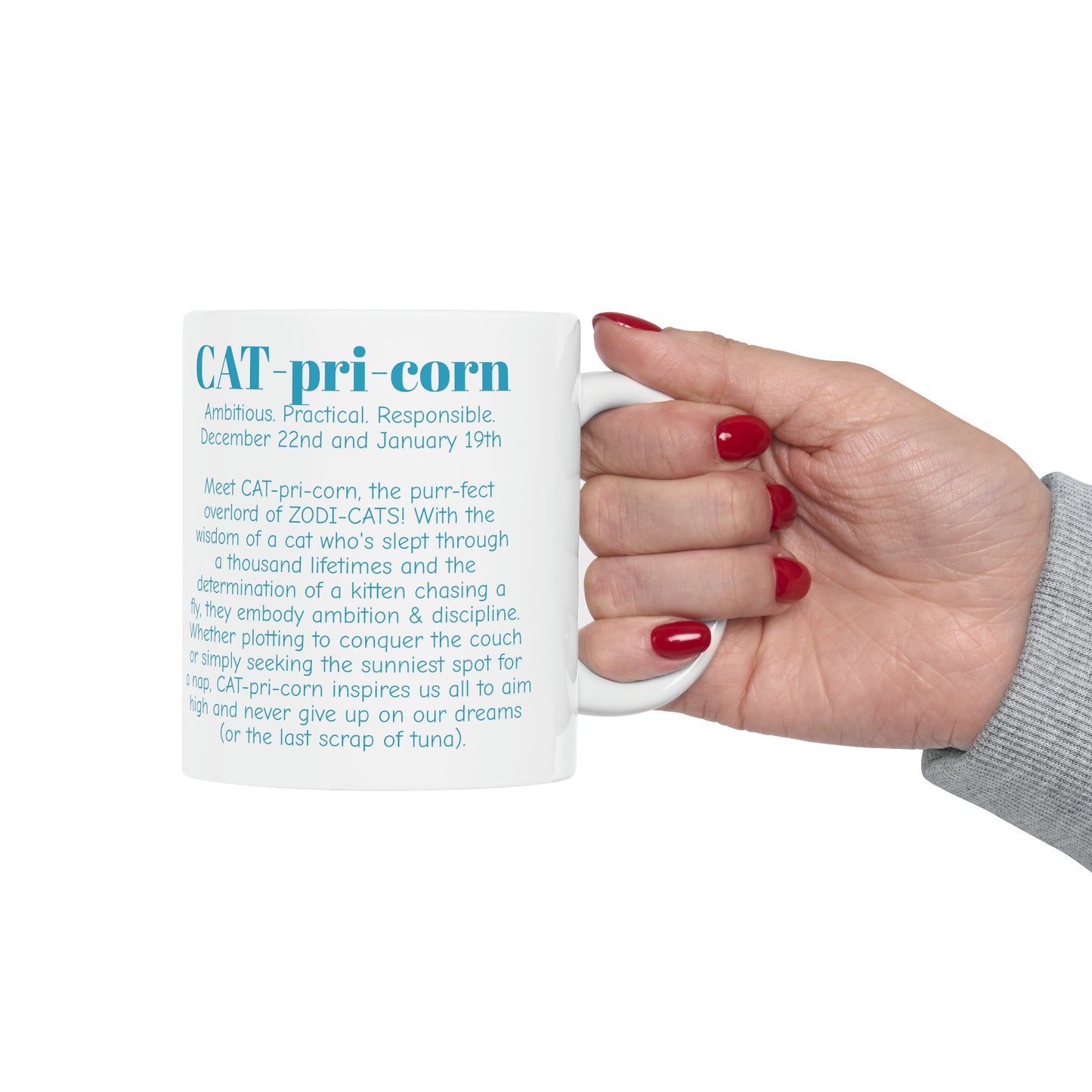 CAT-pri-corn the Capricorn CAT MUG - WHITE 11oz